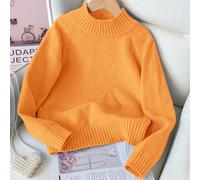 Pull oversize col rond pour filles, couleur bleu tout-aller, polyvalent, tissu doux, essentiel pour l'automne/l'hiver 8Y,9Y,10Y,11Y,12YUnicoloreLaine peignée