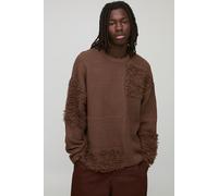 Pull oversize en maille brossée homme - brun - M, brun