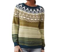 Pull Oversize Femme,Pull en Fair Isle à Manches Longues Et Col Bateau Style RéTro LéGer pour L'Automne Et l'hiver