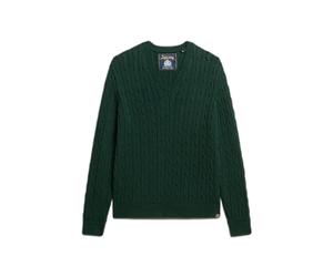 Pull oversize torsadÃ© Ã col V femme Superdry Vert S/M