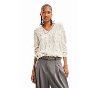 Pull oversize tresses femme Desigual Blanc L