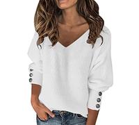 Pull oversize vintage à col roulé pour femme - Pull d'hiver long à manches longues en tricot élégant - Pull en tricot épais - Pour adolescentes et filles - Pull long pour femme, Z-blanc., M