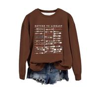 Pull pas cher livre amoureux sweat-shirt graphique col ras du cou lecteur bibliothécaire enseignant pull hauts adolescents sweat à capuche, marron, XXL