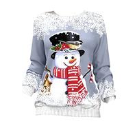 Pull Père Noël Femme Drôle Moche de Noël Funny Ugly Merry Christmas Sweatshirt Grande Taille Pullover Personnalisé Bonhomme de Neige Gris 5XL