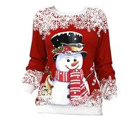 Pull Père Noël Femme Drôle - Sweat Moche de Noël Funny Ugly Merry Christmas - Sweatshirt Grande Taille Personnalisé Bonhomme de Neige Rouge 4XL