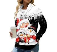 Pull Père Noël Femme Moche et Drôle - Sweat-Shirt Ugly Christmas Grande Taille - Pullover Personnalisé Ado - Noir Blanc S