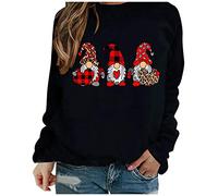 Pull Personnalisé Couple - Sweat-Shirt Femme Chemisier à Manches Longues avec Impression Artistique de Poupée Naine Rouge