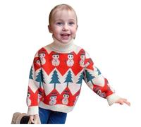 Pull Plaid Enfant,Pull de Noël pour bébé Fille, Nouveau-né, Tout-Petit, col Rond, tricoté, Automne, Hiver, Pull, Hauts, vêtements Veste Garçons Hiver Chaude (Red, 2-3 Years)
