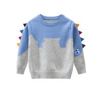 Pull Plaid Enfant,Pull pour garçons et Filles, Nouveau-né, Tout-Petit, col Rond, tricoté, Automne, Hiver, Pull, Hauts, vêtements Veste Cardigan Garçons (Sky Blue, 12-24 Months)
