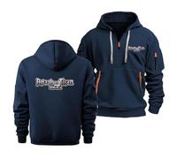 Pull Polaire À Capuche pour Homme, Modèle Sweat À Capuche pour Attack Titan, Unisexe, pour Adulte Et Jeune, Sweat-Shirt avec Fermeture Éclair 1/4, Chaud, pour L'automne,Navy Blue-l