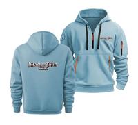 Pull Polaire À Capuche pour Homme, Modèle Sweat À Capuche pour Attack Titan, Unisexe, pour Adulte Et Jeune, Sweat-Shirt avec Fermeture Éclair 1/4, Chaud, pour L'automne,Sky Blue-m