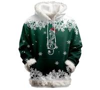 Pull Polaire Douillet avec imprimé Festif. Sweat-Shirt à Capuche Doux et décontracté pour Un Confort et Une Chaleur au Quotidien. Vêtements d'extérieur Tendance pour l'hiver. (Green L)