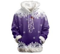 Pull Polaire Douillet avec imprimé Festif. Sweat-Shirt à Capuche Doux et décontracté pour Un Confort et Une Chaleur au Quotidien. Vêtements d'extérieur Tendance pour l'hiver. (Purple XS)