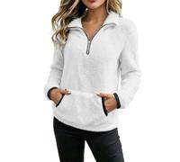 Pull Polaire Femme Hiver Chaud Sweater Sweat sans Capuche Basique Pulls | Sweats Lestée Sweatshirts Décontractée Vetement Respirant Hauts Couleur Unie Haut