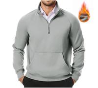 Pull Polaire Homme Hiver Chaud Sweat Homme Polaire Zippé sans Capuche Sportif Sweatshirts Manche Longue Casual Grande Taille Confortable Pull en Polaire Homme d'hiver Chaud de Sport Pas Cher