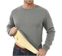 Pull Polaire Homme Hiver Chaud Sweat sans Capuche Veste avec Zippée Couleur Unie Hiver Garder au Chaud Sherpa Pullover Manches Longues Manteaux Blouson Thermique Casual Travail Sport Sweat