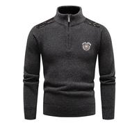 Pull polaire pour homme - Hiver thermique - Demi-fermeture éclair - Pull en polaire à manches longues - Pull à col montant - Pull thermique épais pour homme - Sweat tactique, gris, L