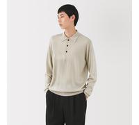 Pull polo en laine à mailles fines pour homme Ivoire M