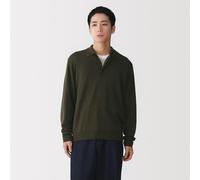 Pull polo en laine à mailles fines pour homme Noir XS