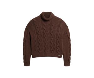 Pull polo en maille torsadÃ©e avec chaÃ®ne femme Superdry Marron L