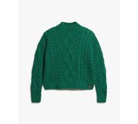 Pull polo en maille torsadÃ©e femme Superdry Aran Vert S