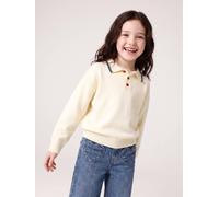 Pull polo fille manches longues écru 3A