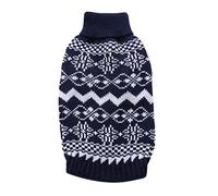 Pull pour animal de compagnie avec pattes de Noël pour chien à deux motifs de flocons de neige - Vêtements pour petits chiens (bleu, M)