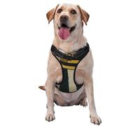 Pull pour chien à rayures vert émeraude jaune - Harnais réglable réfléchissant Oxford facile à contrôler - Taille moyenne et grande