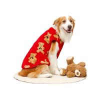 Pull pour chien avec motif ours mignon pour grands chiens, vêtements d'hiver pour grands chiens, pull en polaire chaude pour temps froid, gilet pitbull (rouge, taille 7XL)