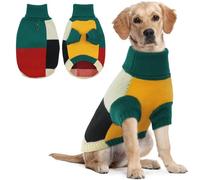 Pull pour chien de grande taille, pull chaud en tricot acrylique avec col roulé et trou pour harnais, vêtements d'hiver pour promenades | Pit Bull, Lean Lab, Border Collie, mélange de forêt, taille