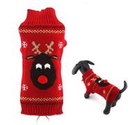 Pull pour Chien de Noël, Rouge, Taille XXS, en Fibres Acryliques | Chiots et Chiens, Modèle à Enfiler sans Boutons ni Fermeture, Trou Pattes