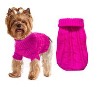 Pull pour chien de petite taille comme un garçon, taille XS yorkshire - Pull d'hiver chaud à col roulé pour chihuahua, automne et hiver - Rose vif - Taille XS