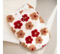 Pull pour chien en peluche chaude pour l'hiver - Joli gilet touffeté en polaire pelucheuse avec anneau en D - Manteau doux et moelleux boutonné pour animal de compagnie pour temps froid, intérieur ou