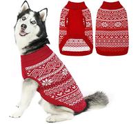 Pull pour chien motif argyle - Pull chaud d'hiver vêtements chiot doux manteau chien rouge taille L