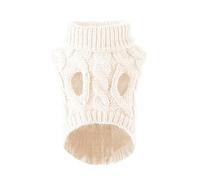 Pull pour chiot et chat de petite et moyenne taille - Vêtement d'hiver chaud à col roulé pour animal de compagnie - Veste en peluche pour bouledogue français (blanc, taille XL)