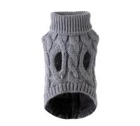 Pull pour chiot et chat de petite et moyenne taille - Vêtement d'hiver chaud à col roulé pour animal de compagnie - Veste en peluche pour bouledogue français (gris, taille S)