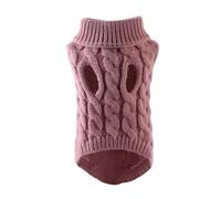 Pull pour chiot et chat de petite et moyenne taille - Vêtement d'hiver chaud à col roulé pour animal de compagnie - Veste en peluche pour bouledogue français (rose foncé, taille L)