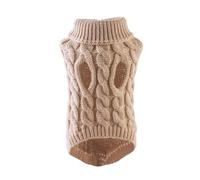 Pull pour chiot et chat de petite et moyenne taille - Vêtement d'hiver chaud à col roulé pour animal de compagnie - Veste en peluche pour bouledogue français (beige, taille XL)