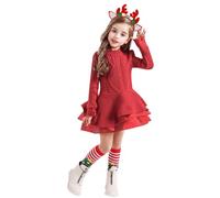 Pull pour Enfant Fille - Hiver Enfant en Bas Âge Bébé Filles Crochet Noël De Noël Robe en Tricot Et Bandeau Tenues Doux Et Chaud Ensemble De Robe (Red 2-3 Years)