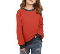 Pull pour enfants filles garçons uni sweat-shirt col rond pull polaire pull PE école manteaux chauds manches longues nouveau mode décontractée pour enfants unisexe, Orange, 9-10 ans
