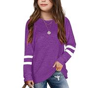 Pull pour enfants garçons tout-petits enfants filles tunique Towns col rond doux rayé manches longues confortable pull décontracté pour enfants T-shirt à manches longues, lilas, 12-13 ans