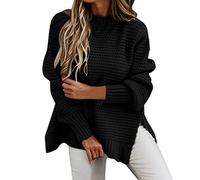 Pull pour Femme Adulte,Femmes DéContracté Demi Col Roulé Mode Ample Automne éLéGant Chaud Surdimensionné Nouveau Pull Couleur Unie Pull Tricoté
