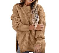 Pull pour Femme Adulte,Femmes DéContracté Demi Col Roulé Mode Ample Automne éLéGant Chaud Surdimensionné Nouveau Pull Couleur Unie Pull Tricoté