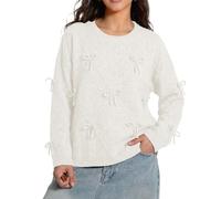Pull pour Femme Adulte,Pull-Over De Style FrançAis avec Un éLéGant NœUd Papillon Blouse Douce Et Confortable pour Un Look DéContracté Au Quotidien