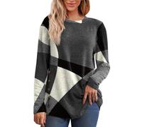 Pull pour femme - Automne et hiver - En polaire - Décontracté - Manches longues - Col rond - Imprimé géométrique tendance - Chemisier élégant - Confortable et chaud - Robe pull d'hiver, 01#Gris, M
