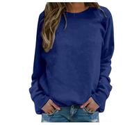 Pull pour femme - Couleur unie - Pull long sans capuche - Haut basique à manches longues - Col rond - Manches longues - Manches longues - Pull de loisirs - Automne et hiver, a-bleu foncé, XXL