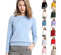 Pull pour femme - En coton - Manches longues - Col rond - Élégant - Automne - Hiver - Moelleux - Chaud - Manches longues - Thermique - Printemps - Sport - Pull baggy, Noir , S