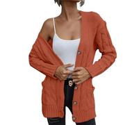 Pull pour femme en tricot Theraml pour femme 2024 automne 2024 Pull en tricot torsadé ouvert sur le devant Cardigan ample pour fête Costume de Noël Cadeaux, RD1., S