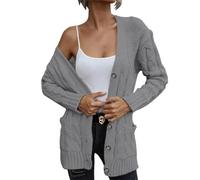 Pull pour femme en tricot Theraml pour femme 2024 automne 2024 Pull en tricot torsadé ouvert sur le devant Cardigan ample pour fête Costume de Noël Cadeaux, GY2., M