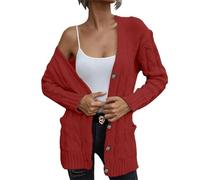 Pull pour femme en tricot Theraml pour femme 2024 automne 2024 Pull en tricot torsadé ouvert sur le devant Cardigan ample pour fête Costume de Noël Cadeaux, RD2., XL